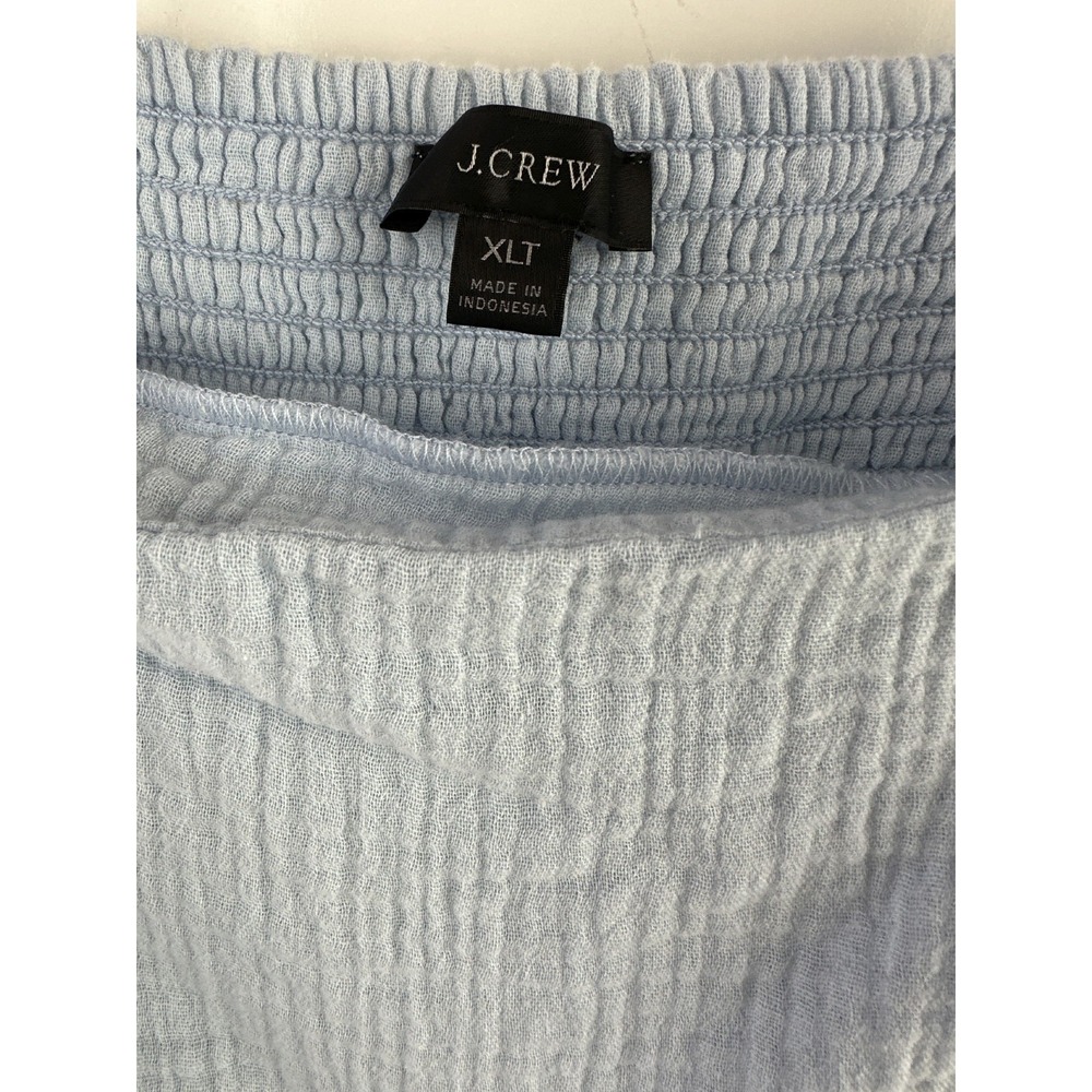 NWT J. Crew Soft Gauze Blue Cotton Smocked Square Neck Mini Dress XLT XL Tall - Picture 6 of 15